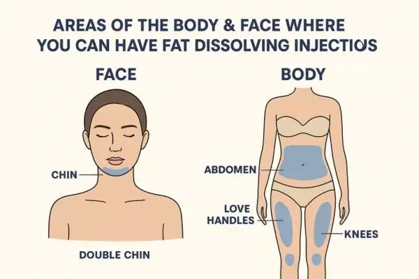 areas that can be treated for fat dissolving injections Willenhall